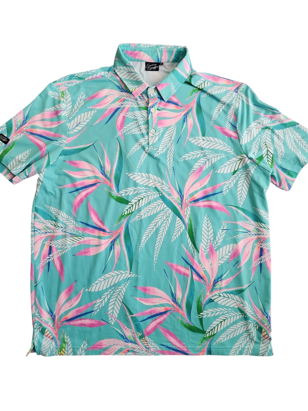 Sunday Swagger Bali Golf Polo Shirt Men's 2XL Black Green Tropical Hawaiian Club